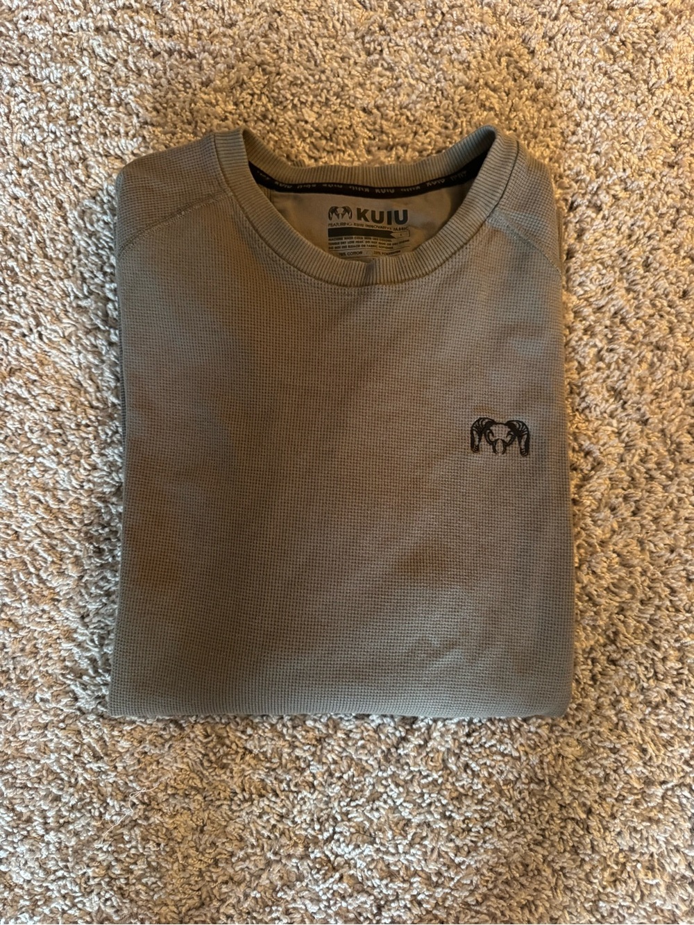 KUIU Mens Waffle Knit Thermal Base Layer Long Sleeve Crewneck Sweater Size Large